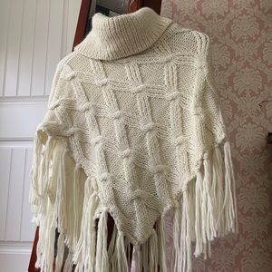 Accessory st cream knit poncho